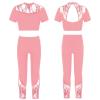 Aislor Youth Girls Ballet Dance Athletic Sport Outfit Lace Crop Top with Leggings Gymnastic Workout Tracksuit 2Pcs Set Pink 14 Years view 3