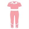 easyforever Kids Girls 2 Piece Ballet Dance Athletic Outfit Lace Crop Top with Leggings Gymnastic Workout Tracksuit Set Pink 14 Years view 1