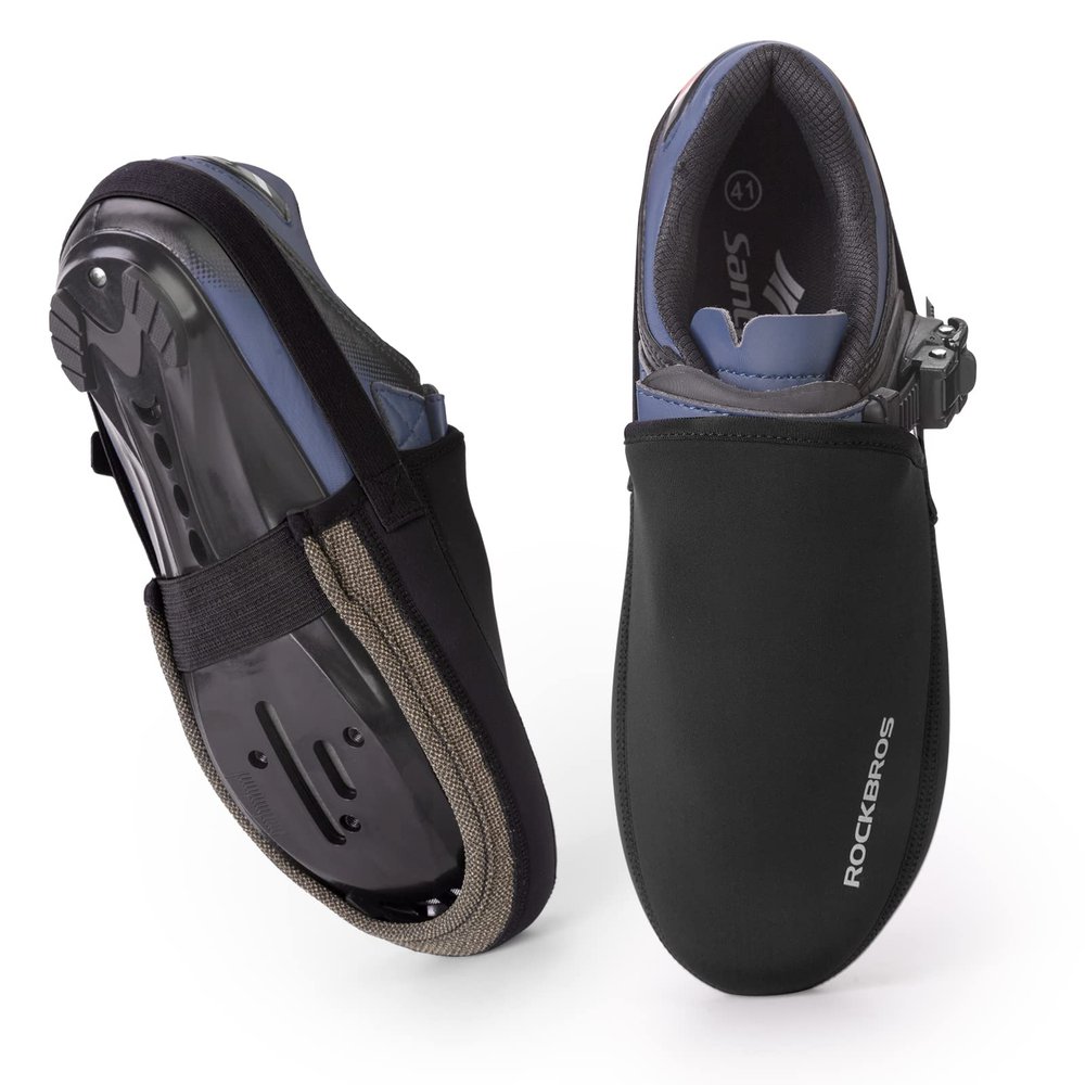 ROCKBROS Cycling Shoe Toe Covers Cold Weather Bike Overshoes Thermal Bicycle Shoe Toe Protector Cover Kevlar for Men Women Black
