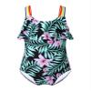 Yartina Kids Girls 2 Pcs Tankini Sets Swimwear Floral Printed Tanks Leotard Bodysuit Quick Dry Bathing Suit Green-Lily 4 Years view 3