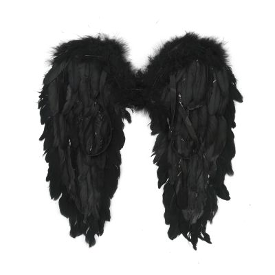 iiniim Halloween Feather Fairy Angel Wings Cosplay Dress Up Props for Kids Adults Type B Black One Size