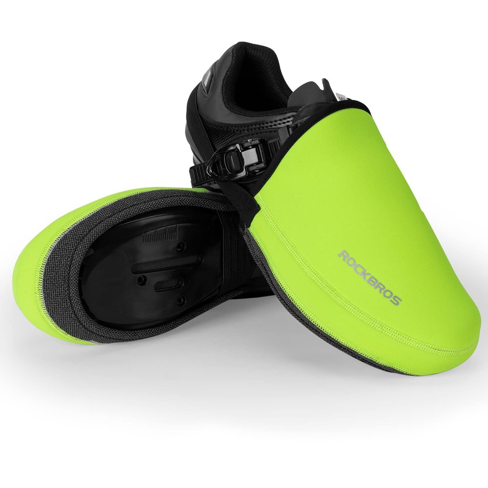 ROCKBROS Cycling Shoe Toe Covers Cold Weather Bike Overshoes Thermal Bicycle Shoe Toe Protector Cover Kevlar for Men Women Green
