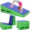 BLKMTY Folding Gymnastics Mat, 48" x 24" Incline Mats Tumbling Cheese Wedge Mat Kids Cheese Pad Indoor/Outdoor Exercise Yoga Mats for Home Gym with Non-Slip Pvc Surface and Handle, Blue view 1