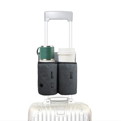 riemot Luggage Travel Cup Tablet Holder - Hold Books Passports Tickets Water Bottles - Fits Roll on Suitcase Handles - Gifts for Flight Attendants Travelers Accessories Grey