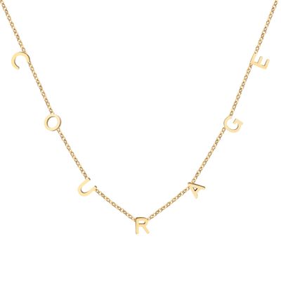 Memgift Courage Letter Necklace for Women Perfect Stainless Steel Jewelry Birthday Christmas Gifts for Women