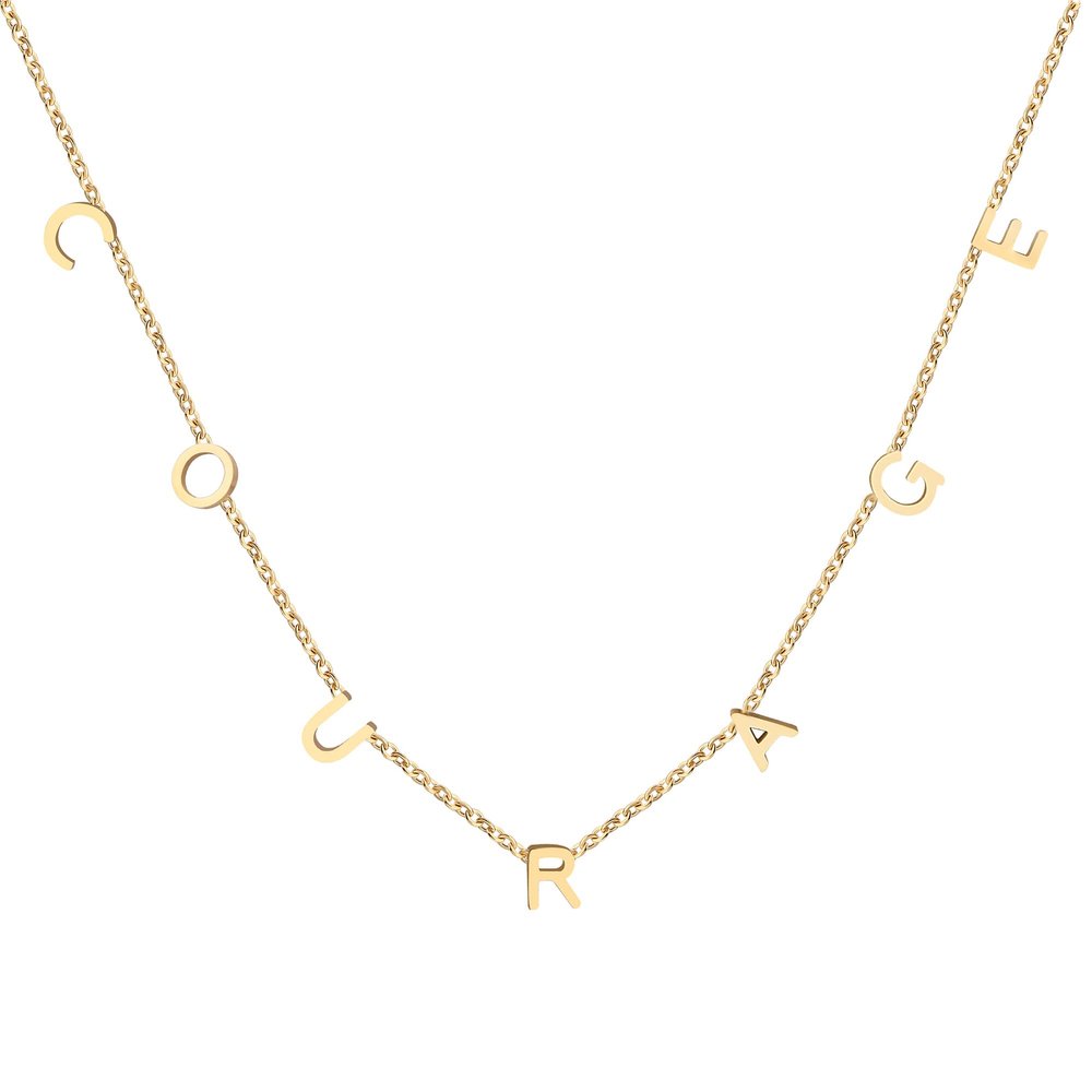 Memgift Courage Letter Necklace for Women Perfect Stainless Steel Jewelry Birthday Christmas Gifts for Women
