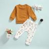 0-3T Fall Baby Girl Clothes Set Avocado Pullover Sweatshirts Tops Floral Pants Outfits Cute Toddler Clothes (Light Brown, 12-18 Months) view 2