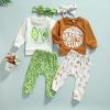 0-3T Fall Baby Girl Clothes Set Avocado Pullover Sweatshirts Tops Floral Pants Outfits Cute Toddler Clothes (Light Brown, 12-18 Months) view 3