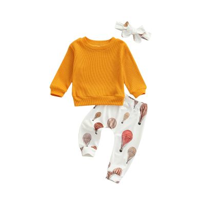 0-3T Fall Baby Girl Clothes Set Avocado Pullover Sweatshirts Tops Floral Pants Outfits Cute Toddler Clothes (Yellow C, 6-12 Months)