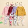0-3T Fall Baby Girl Clothes Set Avocado Pullover Sweatshirts Tops Floral Pants Outfits Cute Toddler Clothes (Pink D, 6-12 Months) view 3
