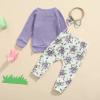 0-3T Fall Baby Girl Clothes Set Avocado Pullover Sweatshirts Tops Floral Pants Outfits Cute Toddler Clothes (Purple D, 0-6 Months) view 2