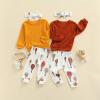 0-3T Fall Baby Girl Clothes Set Avocado Pullover Sweatshirts Tops Floral Pants Outfits Cute Toddler Clothes (Yellow C, 18-24 Months) view 3