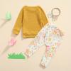 0-3T Fall Baby Girl Clothes Set Avocado Pullover Sweatshirts Tops Floral Pants Outfits Cute Toddler Clothes (Yellow D, 6-12 Months) view 2