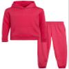 Real Love Girls Pants Set - 2 Piece Fleece Girls Sweatpants and Hooded Pullover Sweatshirt Youth Kids Activewear Set (7-16), Size 10-12, Hot Pink view 1