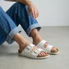 CUSHIONAIRE Lane Cork Footbed Mens Sandals, Adjustable Buckle Comfort Slides for Men, Genuine Leather Insole Summer Sandals Men Footwear, WHITE 9 view 2