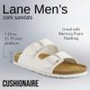 CUSHIONAIRE Lane Cork Footbed Mens Sandals, Adjustable Buckle Comfort Slides for Men, Genuine Leather Insole Summer Sandals Men Footwear, WHITE 9 view 4