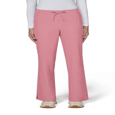 KOI Basics Women's Holly Cargo Scrub Pants, 8 Pockets, Drawstring Waist Heather Soft Pink X-Small