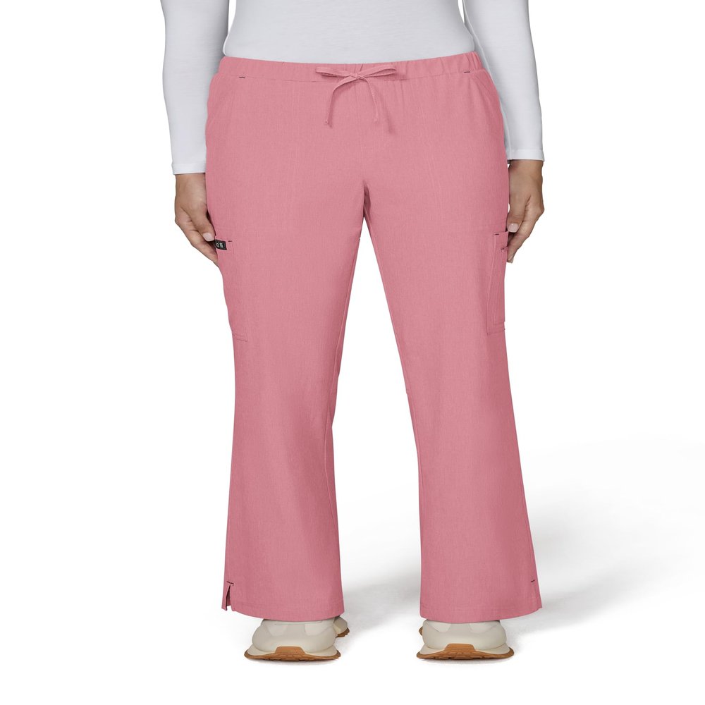 KOI Basics Women's Holly Cargo Scrub Pants, 8 Pockets, Drawstring Waist Heather Soft Pink X-Small