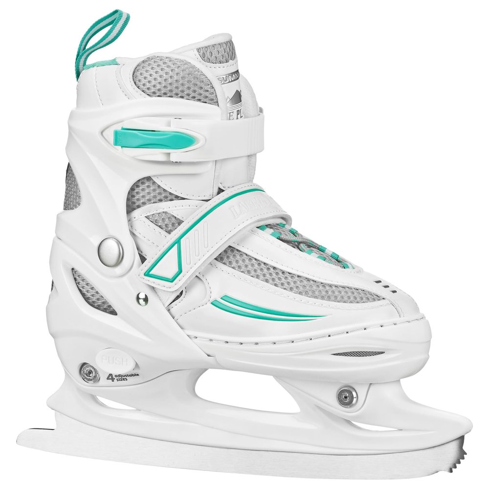 Lake Placid Summit Girl's Adjustable Ice Skate White/Mint Small (10J 13)