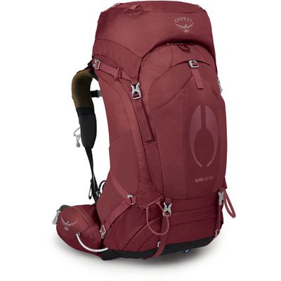 Osprey Aura AG 50L Women's Backpacking Backpack, Berry Sorbet Red, WM/L