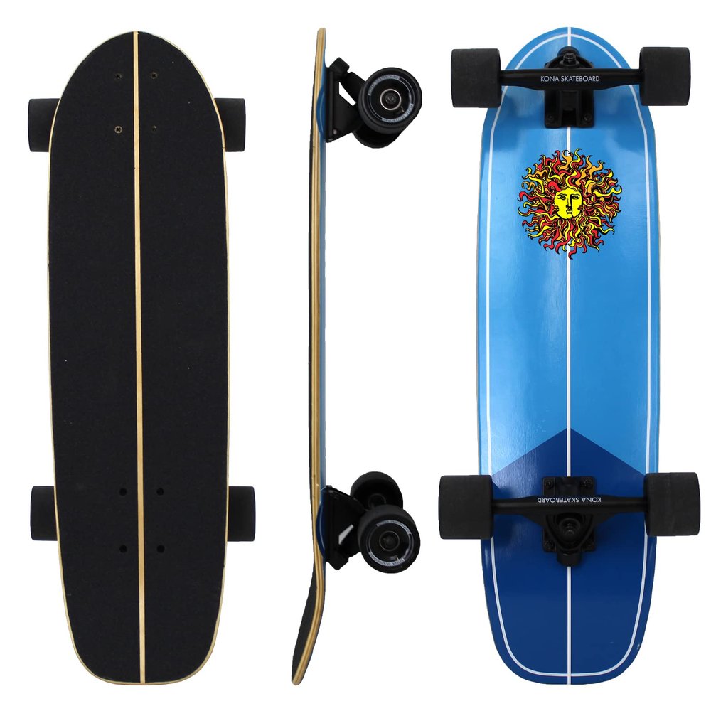 KONA SURF CO. Original Sun Series Cruiser Complete Skateboard for Kids and Adults (Mini Log/Blue, 29in)