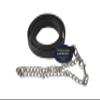 Tack Shack Leather Lead, Single ply, snap or 30 inch Chain, Lead Rope, Lead line, Quality Leather Lead, Brass Plate, Custom Lead Rope. (Black and Chrome Leather Lead with 30 Inch Shank) view 1
