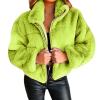 tuduoms Women's Fleece Shearling Jacket Lapel Cropped Teddy Bear Jacket Zipper Faux Fur Short Coat Winter Sexy Party Outwear view 1