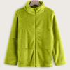 tuduoms Women's Fleece Shearling Jacket Lapel Cropped Teddy Bear Jacket Zipper Faux Fur Short Coat Winter Sexy Party Outwear view 3