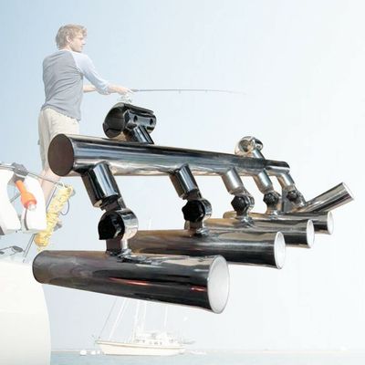 Boat Fishing Rod Holder Stainless Steel Adjustable Fishing Rod Holder 5 Tube Rod Racks on 1''-1-1/4'' Rail for Fishing Mount