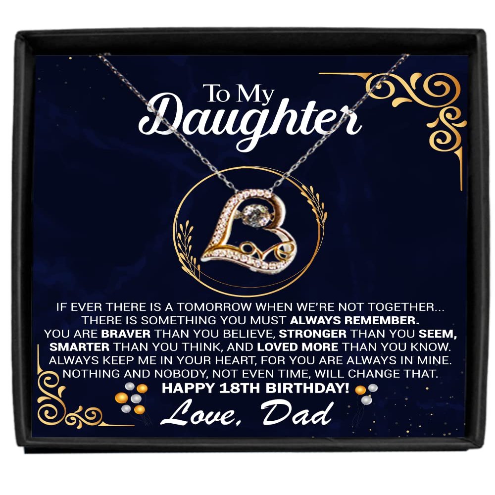 18th Birthday Necklace Gift with Message Card for Daughter, to My Daughter 18th Birthday Love Dancing Necklace Gift, Daughter's 18th Birthday