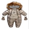 Bestgift Winter Thicken PU Fur Collar Children's One-piece Baby One-piece Clothes Thicken Warm Romper gold 90