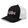 Gunner Gear Fishing Hat Bass Fish American Flag Embroidered Snapback Trucker Black and White Hat view 2