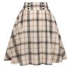 IDEALSANXUN Plaid Skirt for Womens High Waist Aline Pleated Midi Skirts (Beige, Small) view 1