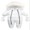 Bestgift Winter clothes thick PU fur collar children's one-piece suit fur collar baby one-piece clothes thick warm romper White 80 view 1