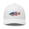 Gunner Gear Fishing Hat Bass Fish American Flag Embroidered Snapback Trucker White Hat view 1
