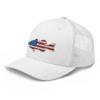 Gunner Gear Fishing Hat Bass Fish American Flag Embroidered Snapback Trucker White Hat view 2