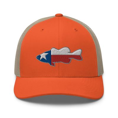 Gunner Gear Fishing Hat Bass Fish Texas Flag Embroidered Snapback Trucker Hat