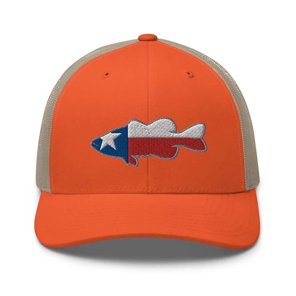 Gunner Gear Fishing Hat Bass Fish Texas Flag Embroidered Snapback Trucker Hat