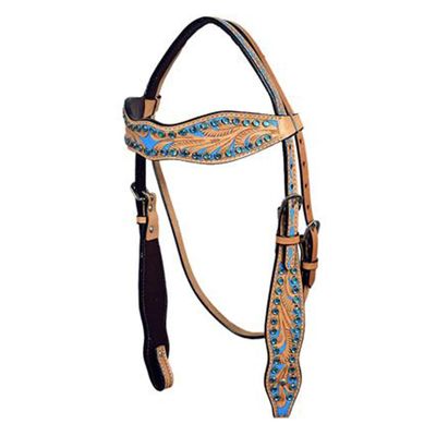 HILASON Western Horse Headstall Tack Bridle American Leather Hand Paint