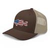 Gunner Gear Fishing Hat Bass Fish American Flag Embroidered Snapback Trucker Brown and Khaki Hat view 2