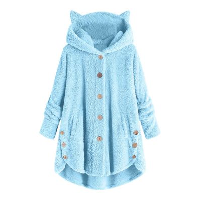 tuduoms Winter Coats for Women Teen Girls Plush Hoodies Plus Size Fleece Jackets Cute Cat Ears Winter Warm Hooded Sweater