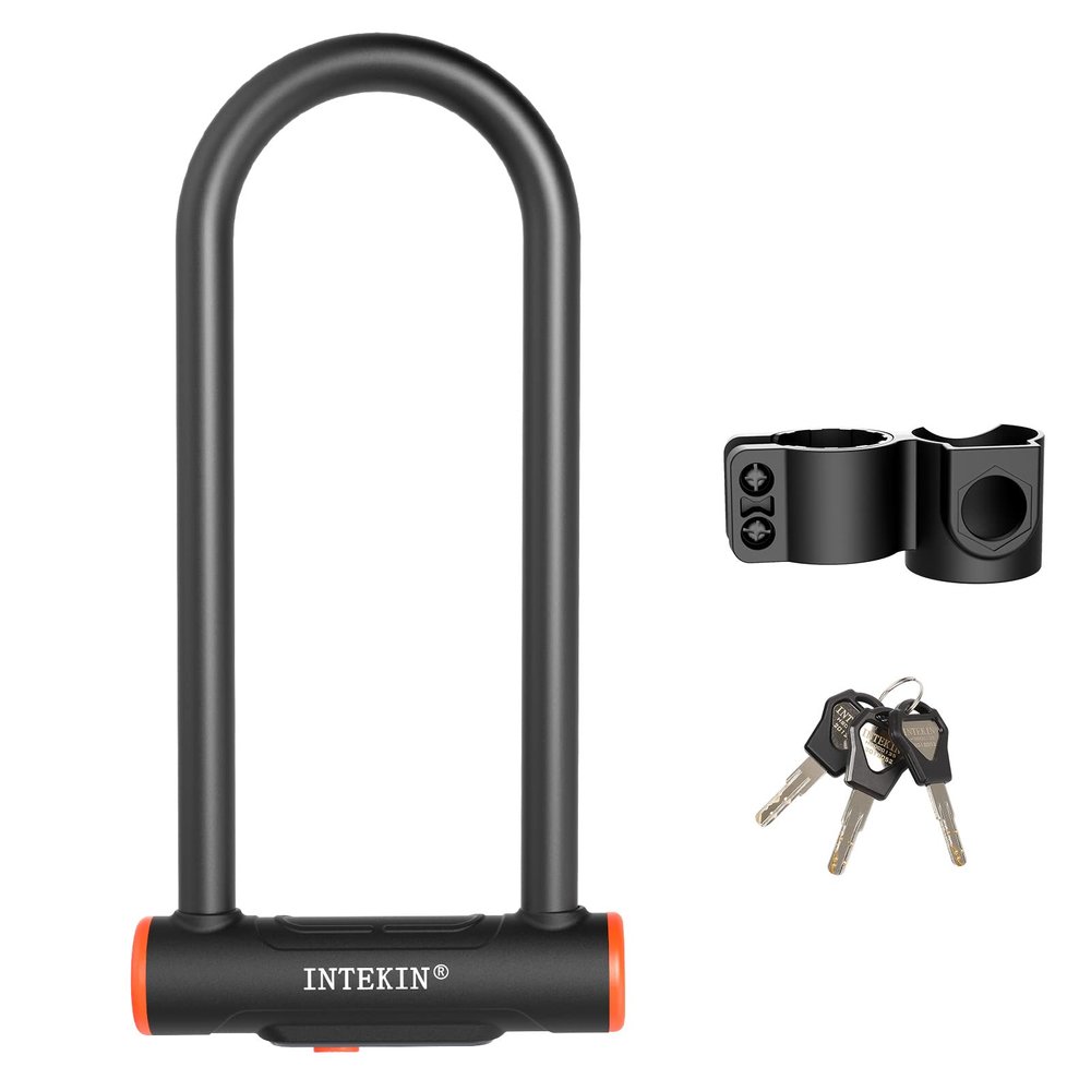 INTEKIN Bike U Lock Heavy Duty Bike Lock Bicycle Lock 16mm U Lock for Bicycle Heavy Duty U Lock with 3 Keys for Road Bikes Mountain Bikes 11.61 * 5.71inch
