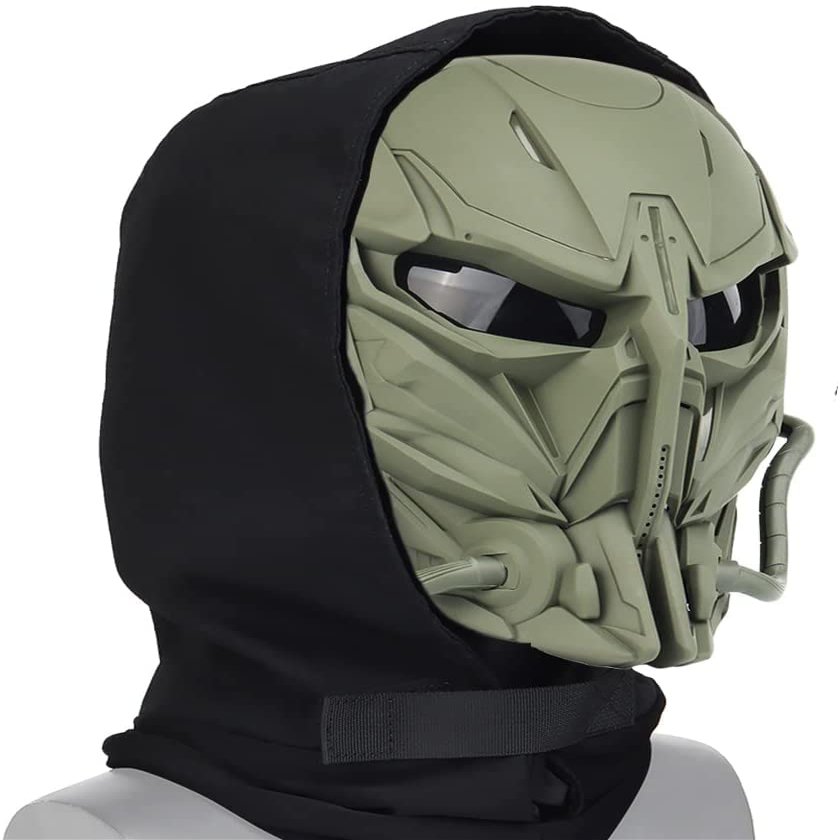 Airsoft Skull Mask Balaclava, Full Face Protective Paintball GearWith GogglesAdjustable HalloweenCosplay Skull Mask, 21x12x23cm
