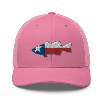 Gunner Gear Fishing Hat Bass Fish Texas Flag Embroidered Snapback Trucker Hat Pink