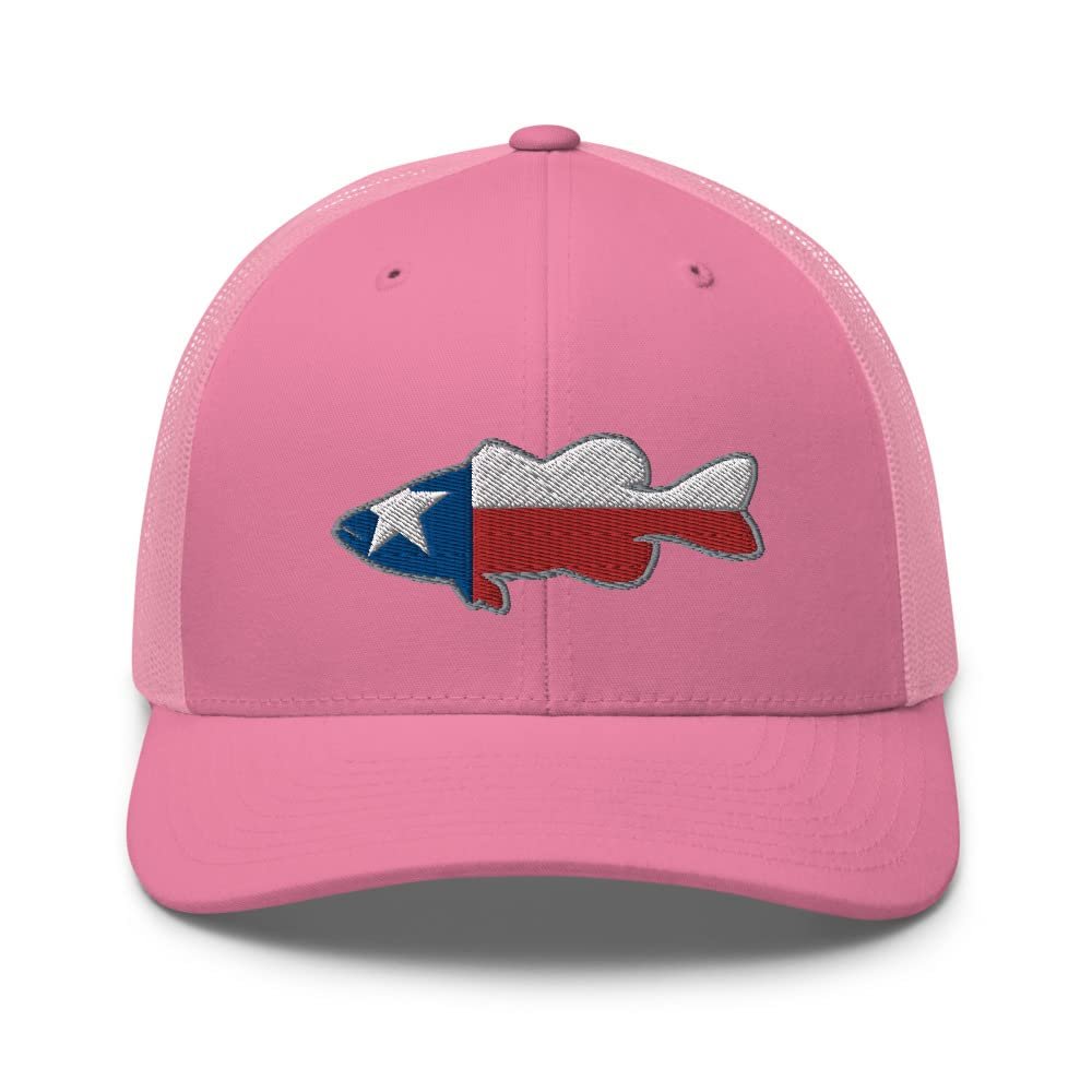 Gunner Gear Fishing Hat Bass Fish Texas Flag Embroidered Snapback Trucker Hat Pink