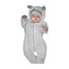 Bestgift Fleece warm and windproof hooded design one-piece solid color innocent and cute baby fall/winter romper grey 80 view 1