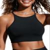 CRZ YOGA Women's Bikini Tops High Neck Swimsuit Racerback Padded Bathing Suit Sexy Swimwear Black XX-Small view 1