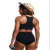 CRZ YOGA Women's Bikini Tops High Neck Swimsuit Racerback Padded Bathing Suit Sexy Swimwear Black XX-Small view 2