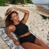 CRZ YOGA Women's Bikini Tops High Neck Swimsuit Racerback Padded Bathing Suit Sexy Swimwear Black XX-Small view 3