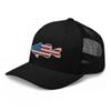 Gunner Gear Fishing Hat Bass Fish American Flag Embroidered Snapback Trucker Black Hat view 2